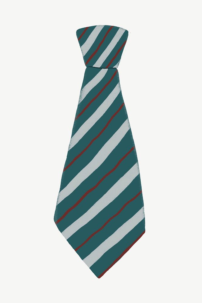Green striped necktie, apparel collage element psd