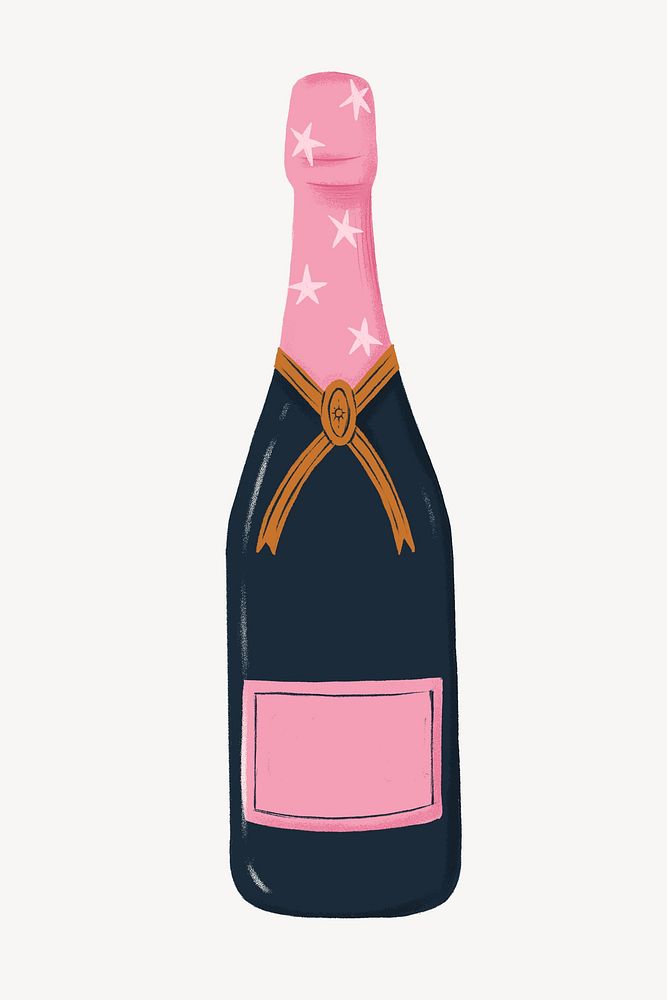 Pink champagne bottle, celebration drink graphic