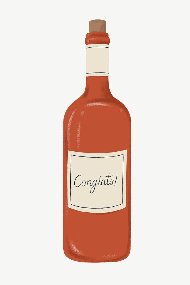 Wine bottle, celebration drink collage element psd
