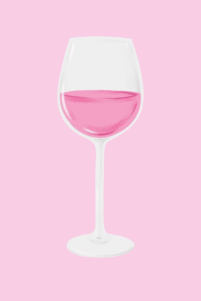 Pink sparkling wine glass, celebration drink collage element psd