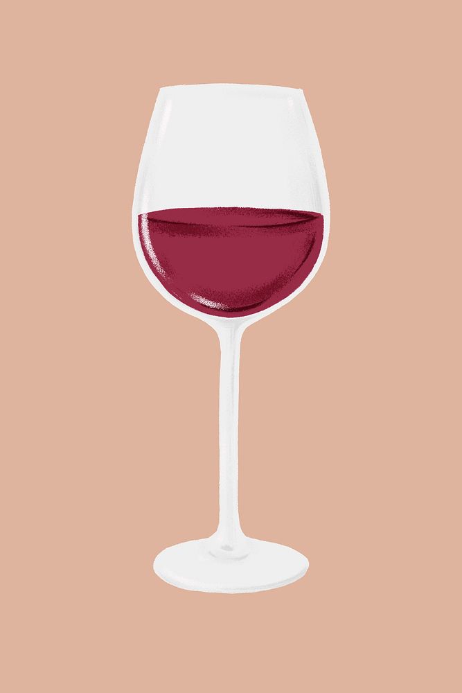 Red wine glass, celebration drink collage element psd