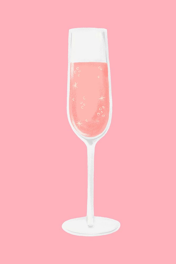 Pink champagne glass, celebration drink graphic