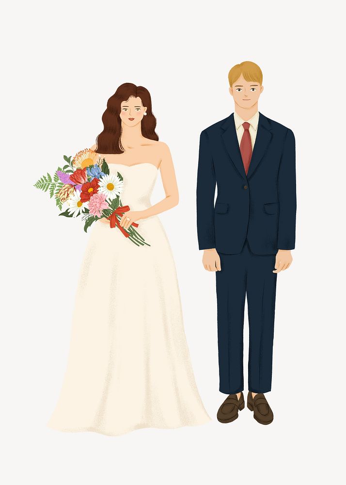 Bride and groom, wedding illustration