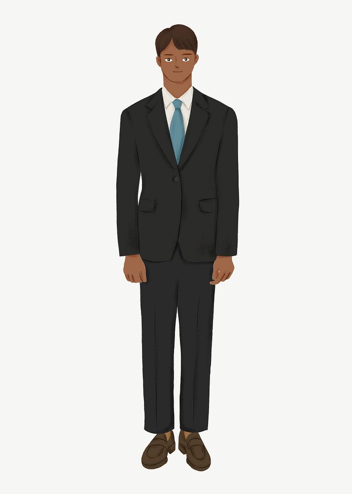 Black businessman, character collage element psd