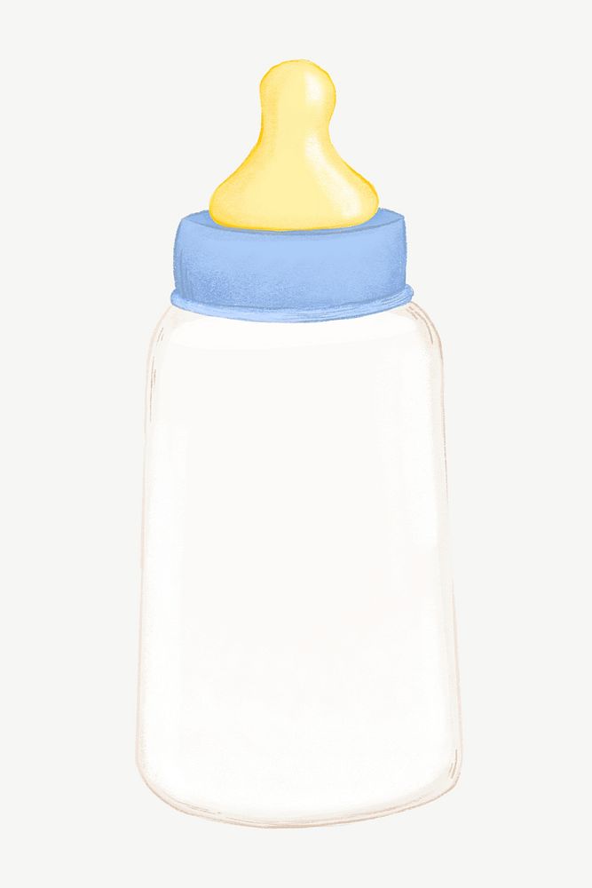 Blue baby bottle, object collage element psd