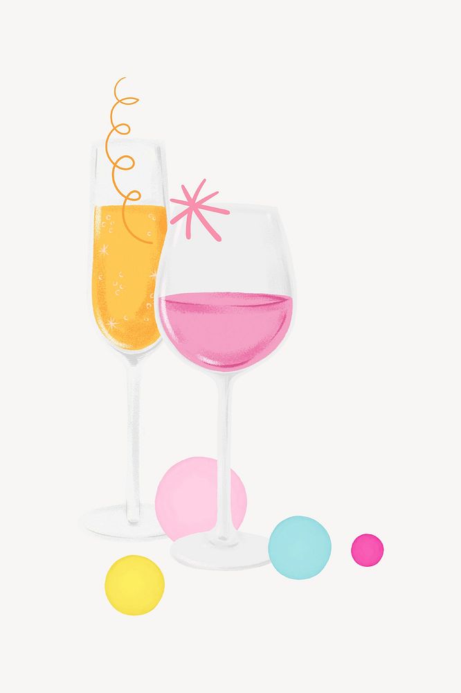 Party alcoholic drinks, celebration graphic 