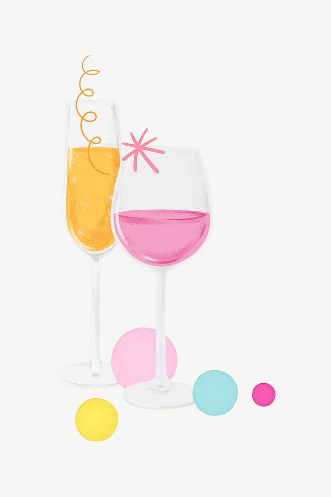 Party alcoholic drinks, celebration collage element psd
