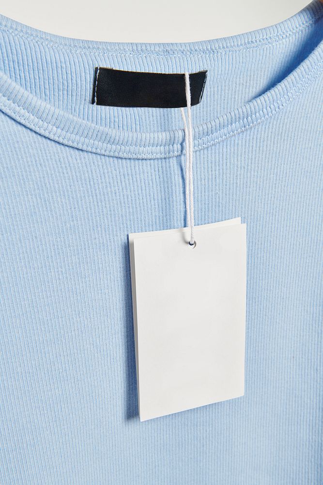 Blue t-shirt with a tag mockup 