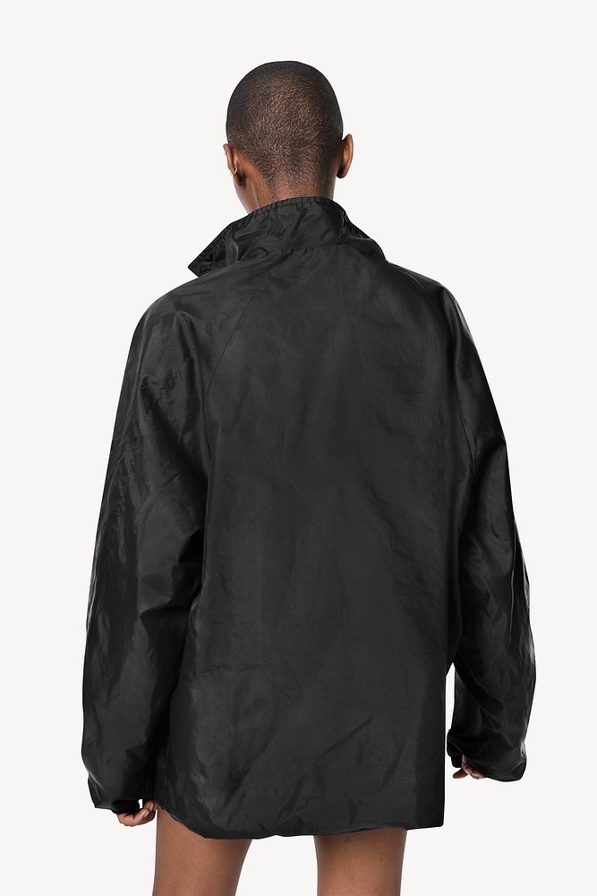 Large black jacket mockup psd