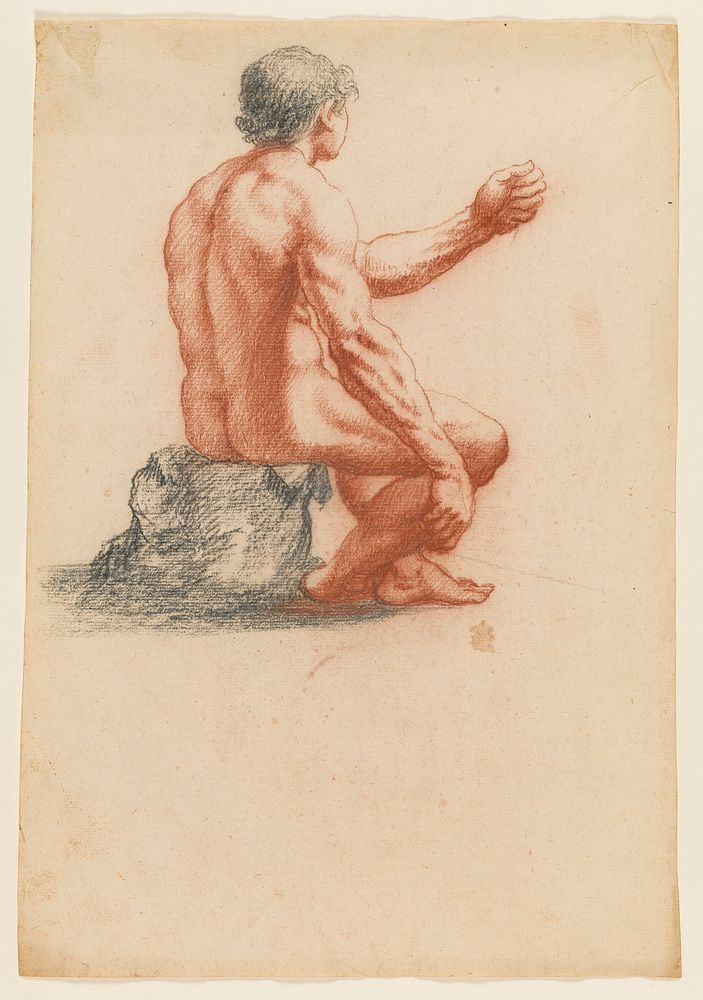 Seated male nude seen two-thirds from behind by Filippo Esegrenio