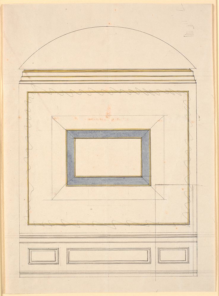 Draft wall division in a room with a vaulted ceiling by Nicolai Abildgaard