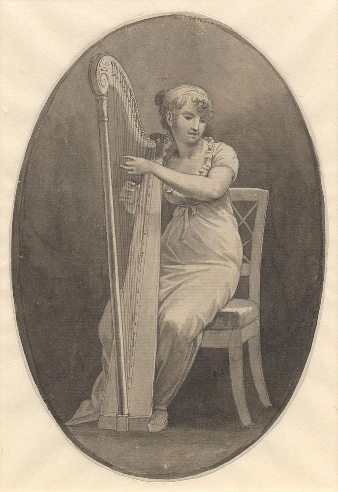 A lady playing the harp by C.W. Eckersberg