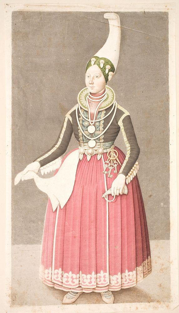 Woman wearing Icelandic peasant costume by Olavius