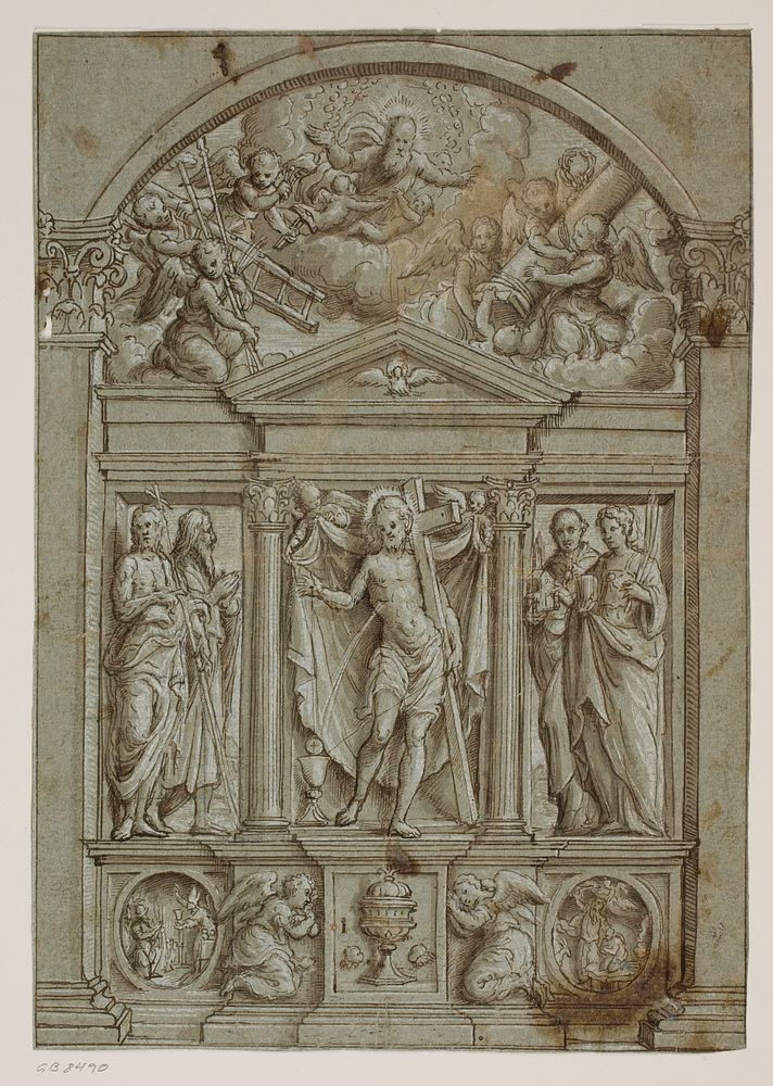 Design for an elaborate wall above a tabernacle by Domenico Campagnola