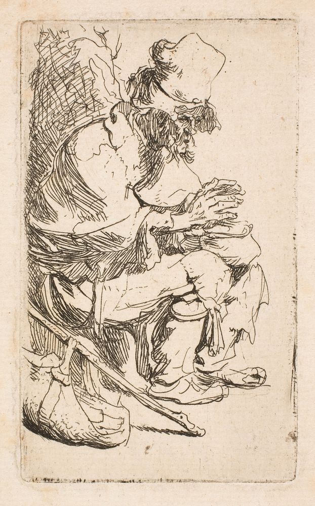 Beggar warming his hands by a teapot by Rembrandt van Rijn