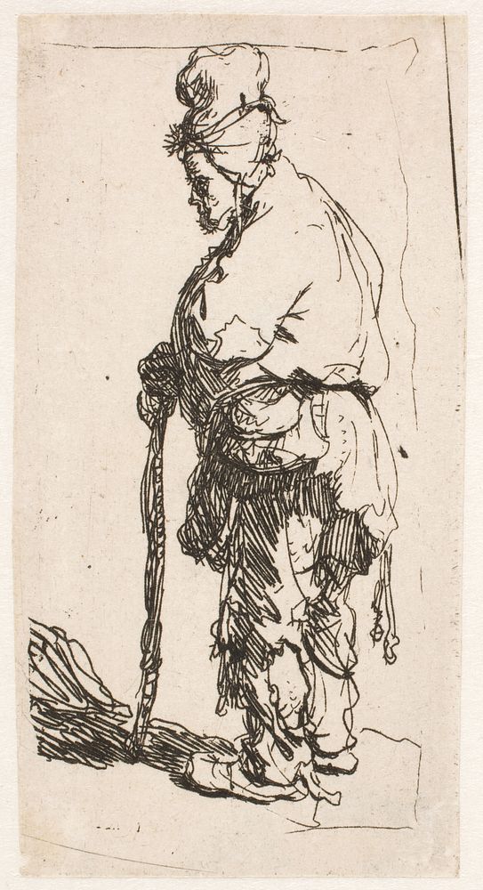 Beggar leaning on a stick by Rembrandt van Rijn