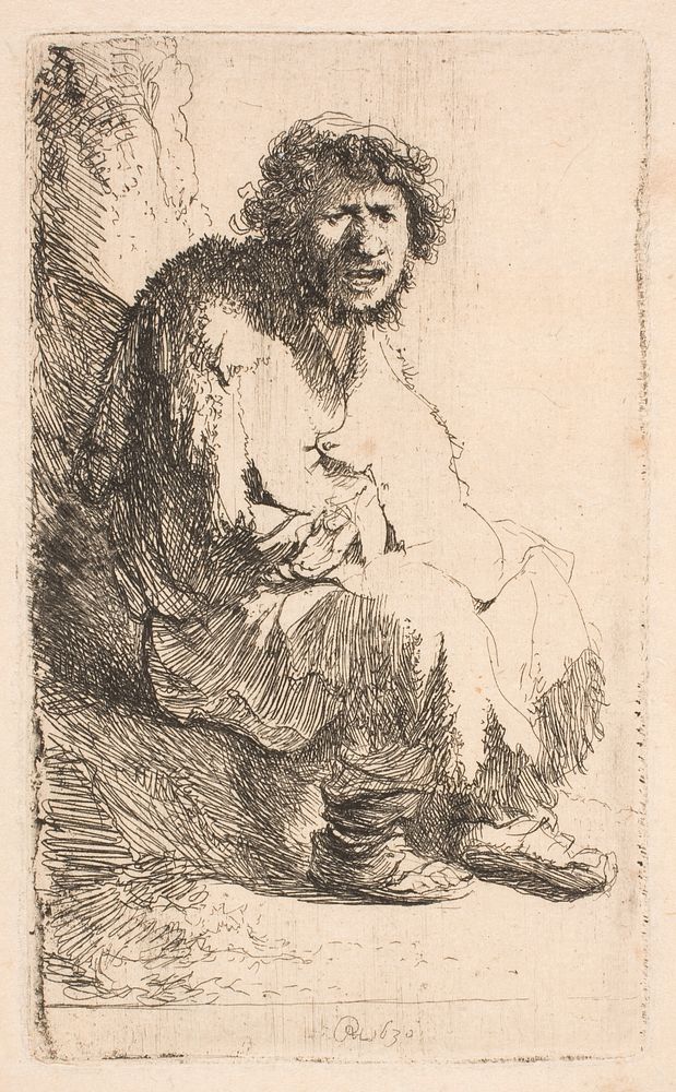 Sitting beggar by Rembrandt van Rijn