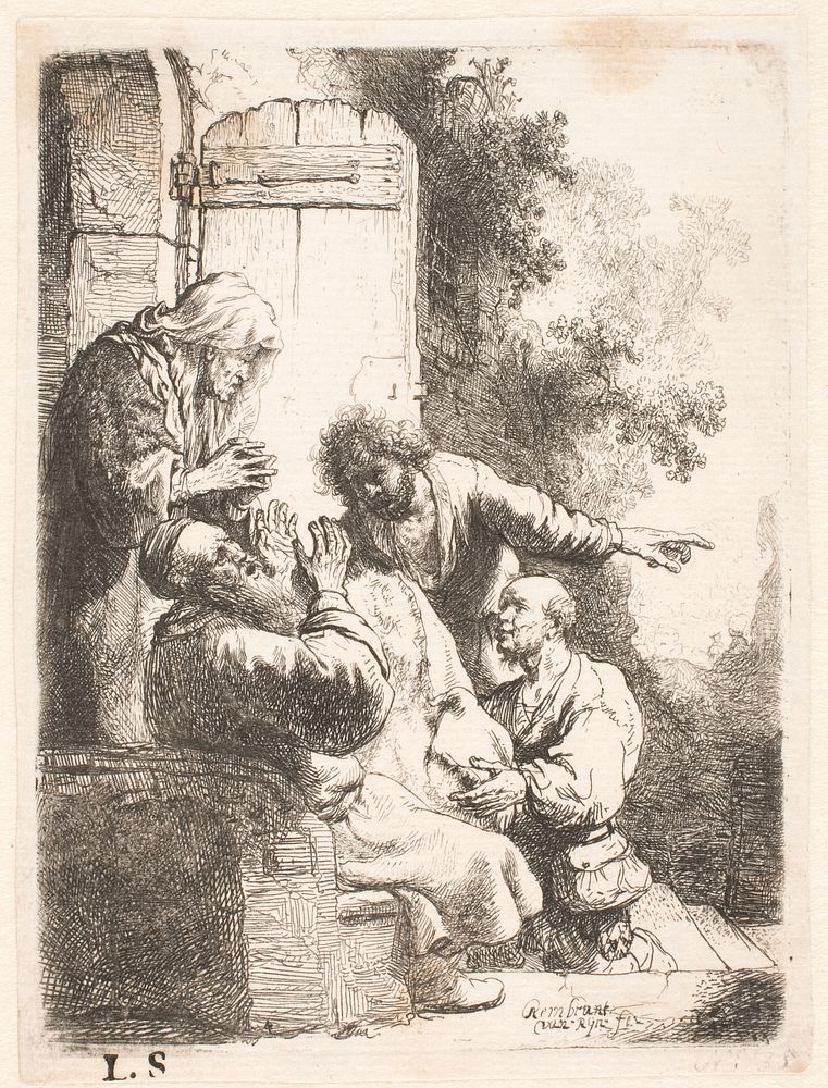 Joseph's brothers bring Jacob the bloody robe by Rembrandt van Rijn