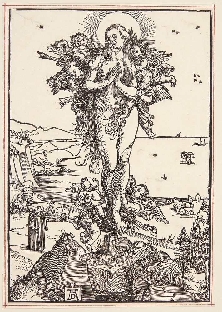 Mary Magdalene is taken to heaven by the angels by Albrecht Dürer