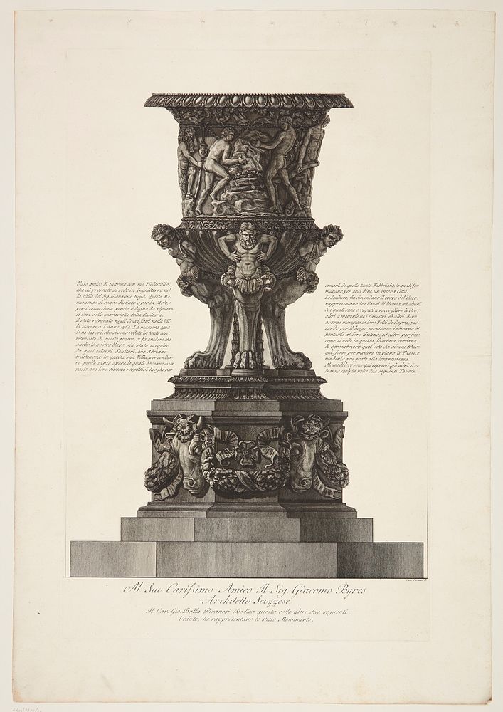 Marble vase with plinth from Hadrian's Villa, Tivoli by Giovanni Battista Piranesi