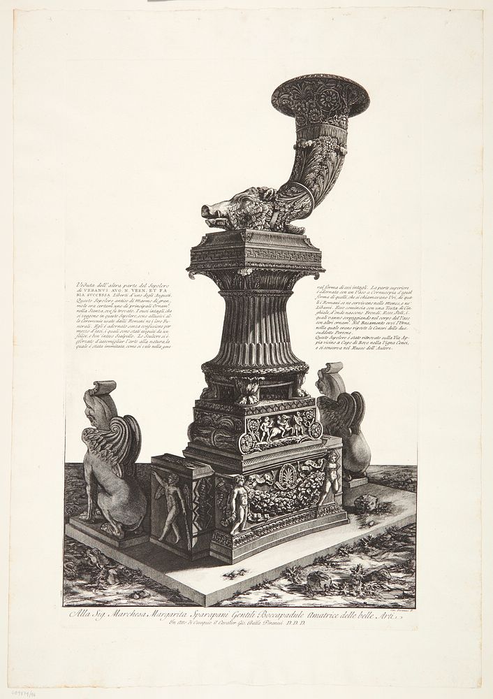 Perspective view of the same funerary monument depicted in the preceding etching by Giovanni Battista Piranesi