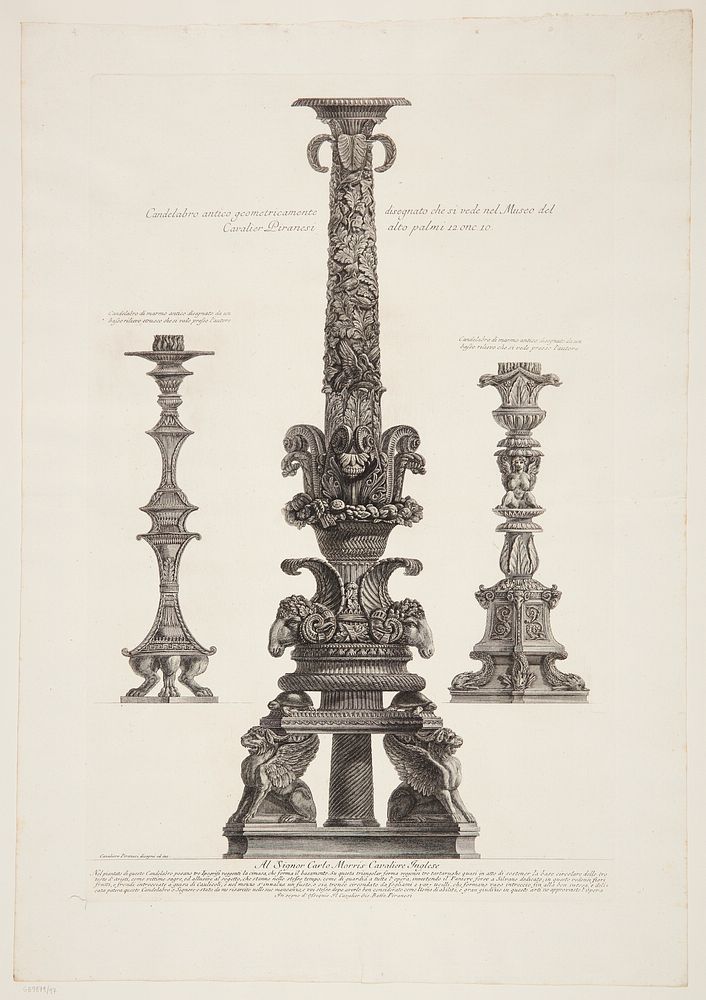 Three candelabra by Giovanni Battista Piranesi