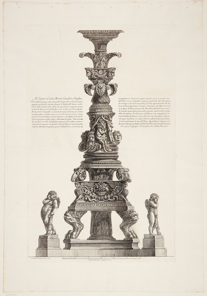Candelabrum from the Palazzo Salviati acquired and reconstructed by the artist for his tomb by Giovanni Battista Piranesi