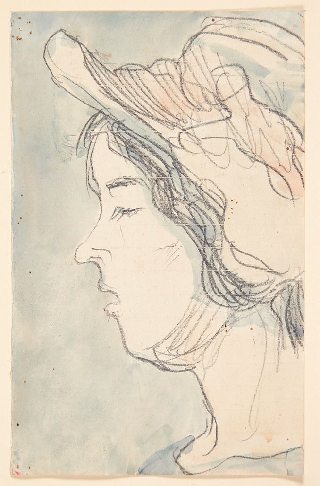 Young girl with hat, profile t.v. by Harald Giersing