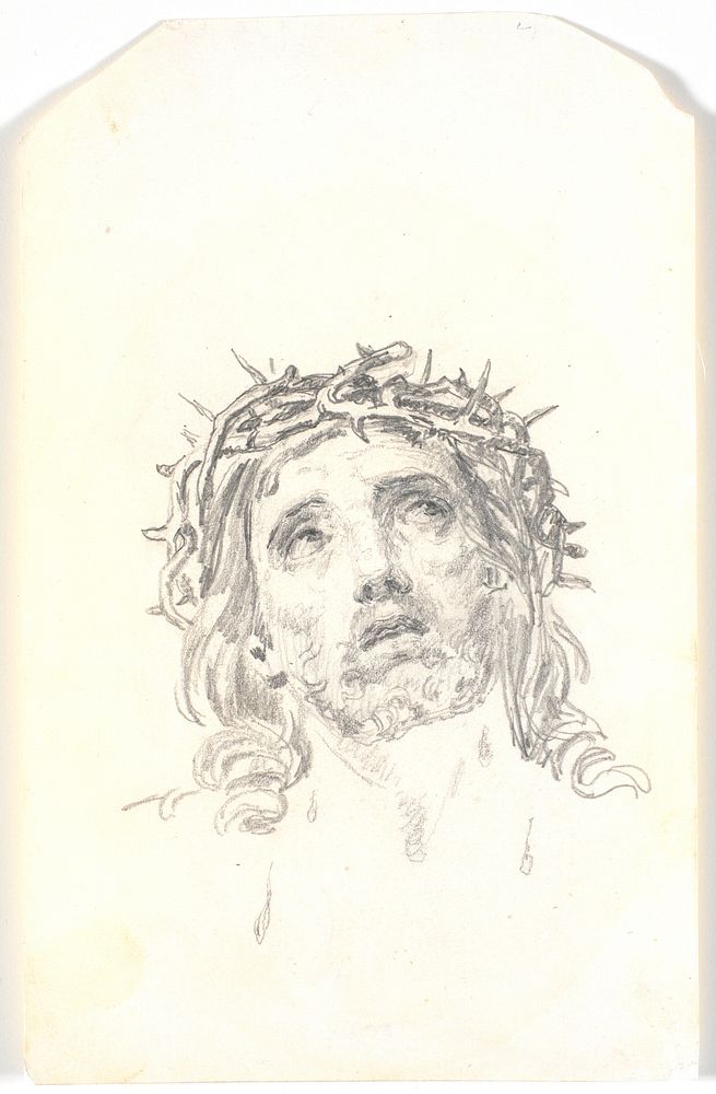 Head of Christ crowned with thorns by Martinus Rørbye