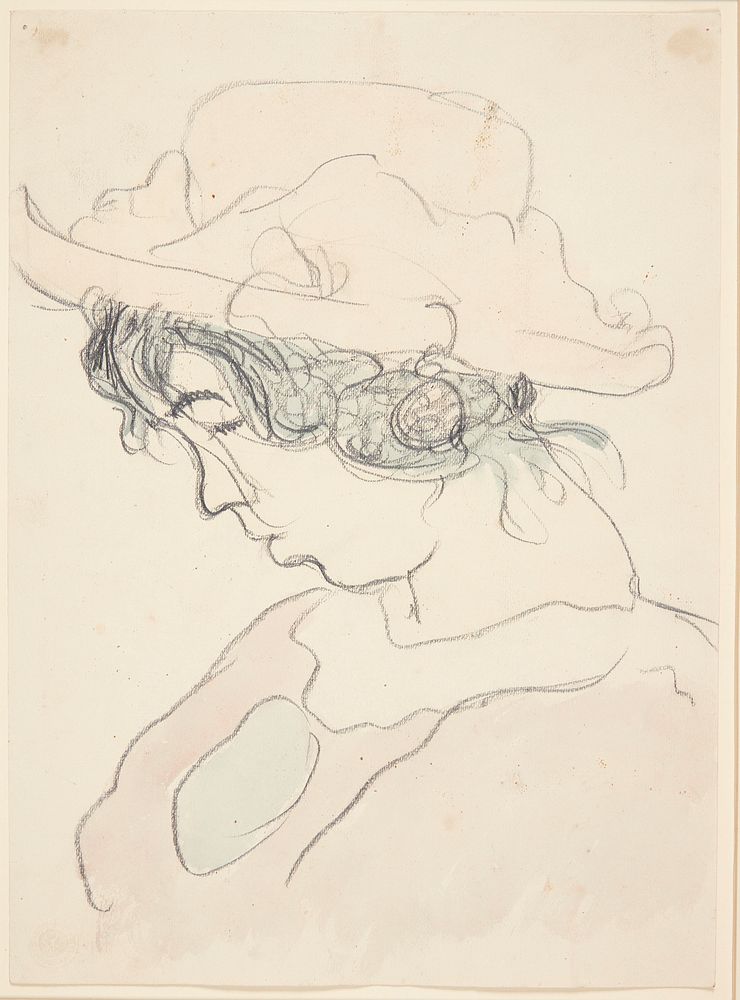 Girl with a pink hat, the artist's sister Anna by Harald Giersing