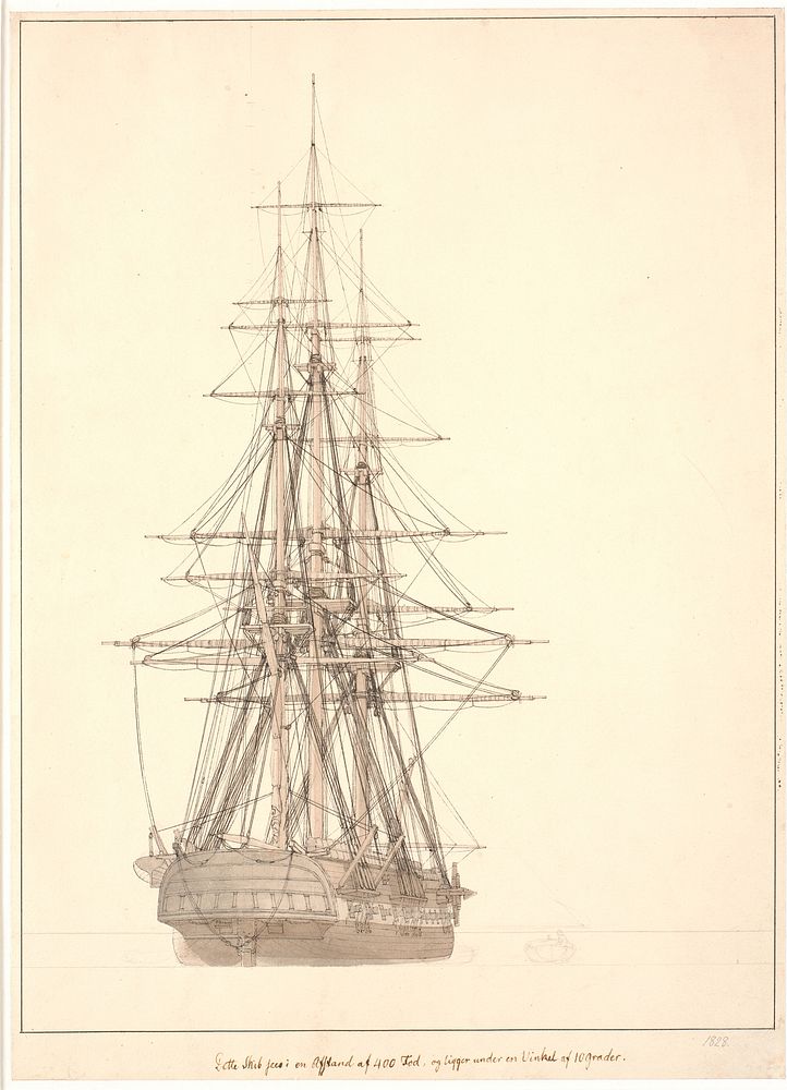 A frigate seen from the stern by C.W. Eckersberg