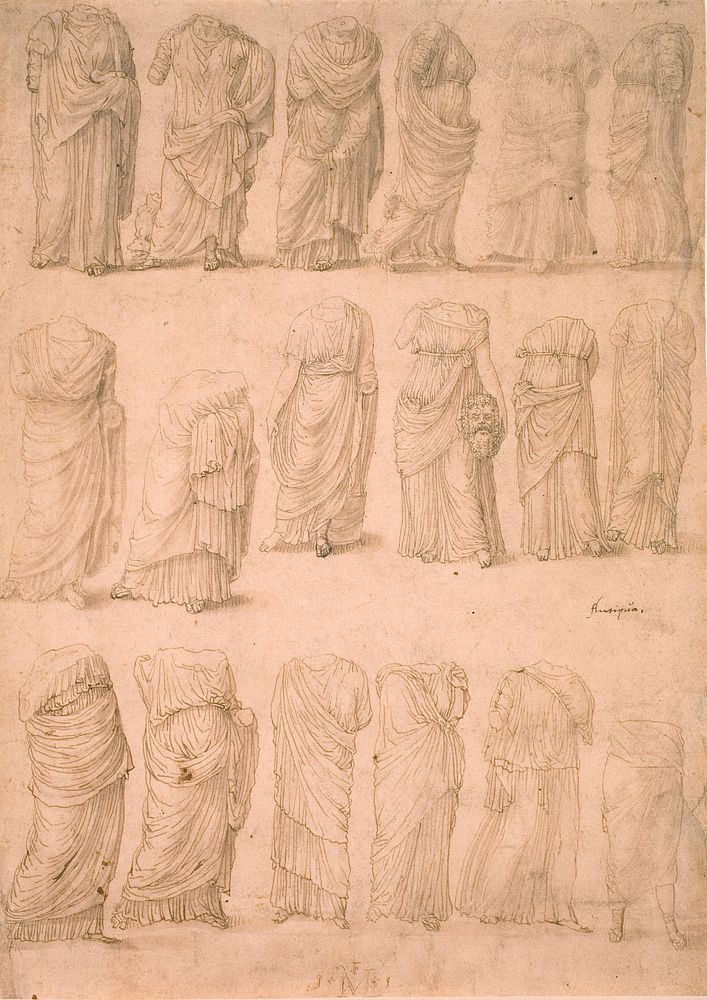 Eighteen studies after Roman drapery figures by Melchior Lorck