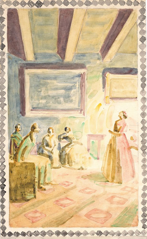 Five drafts for fresco decorations in H.C. by Niels Larsen Stevns