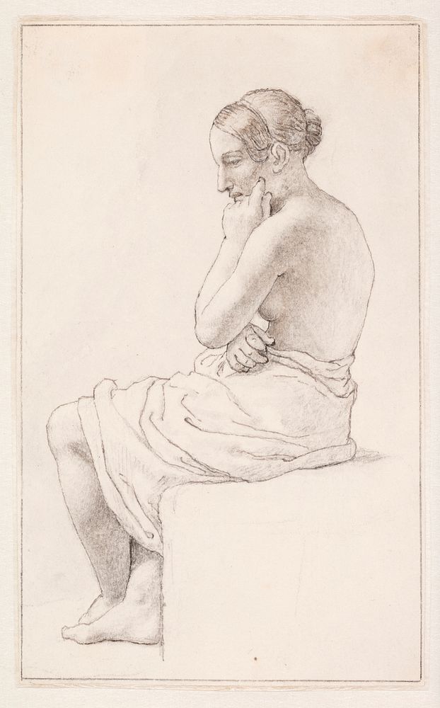 Study of a seated semi-nude woman by C.W. Eckersberg