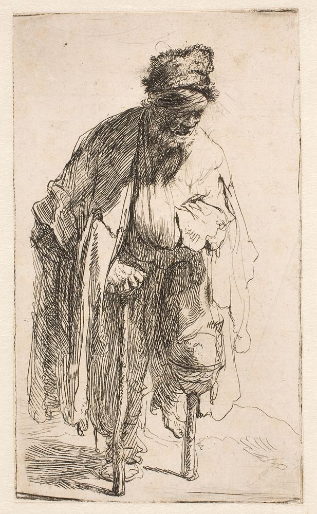 Beggar with wooden legs by Rembrandt van Rijn
