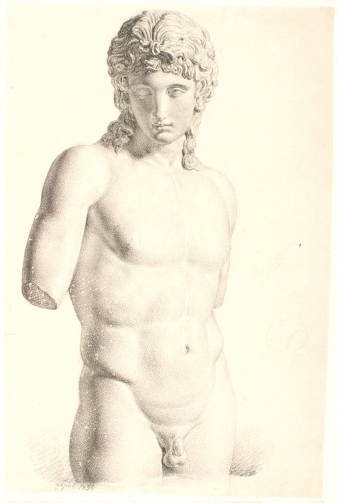 Drawing after plaster: "Eros from Centocelle" (Vatican) by Dankvart Dreyer