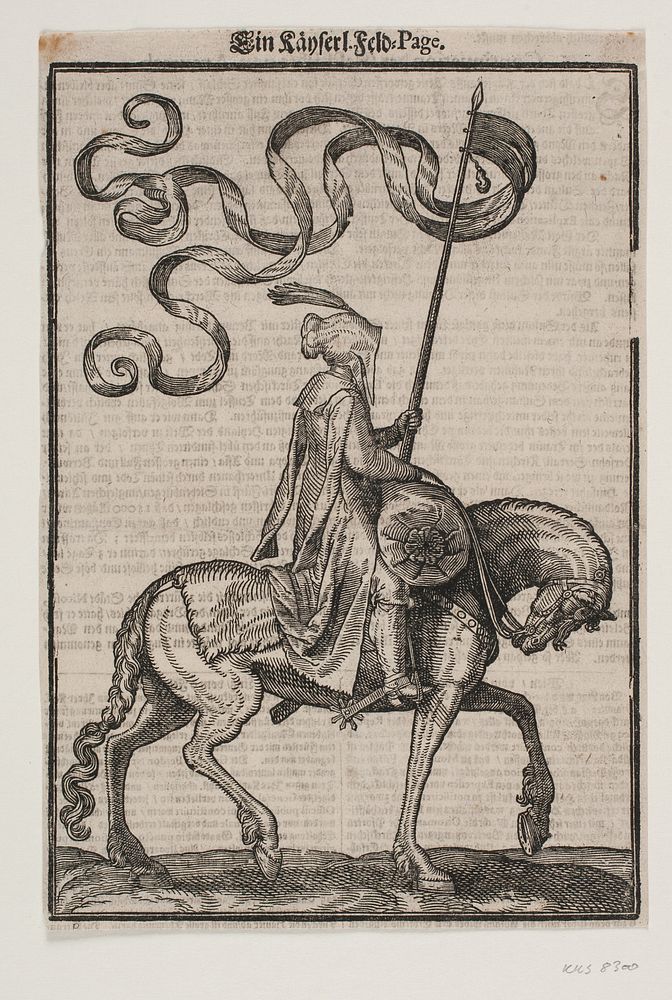 Mounted standard-bearer, profile towards the right; by Melchior Lorck