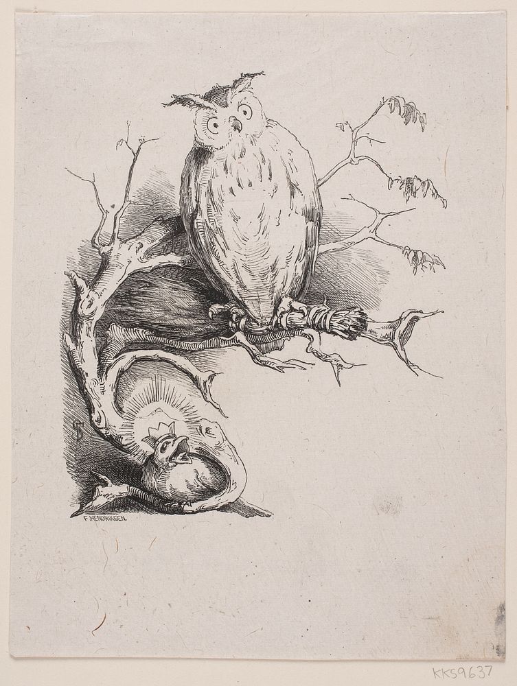 Vignette for Vilhelm Bergsøe's poem "The Owl's Dom" by Frederik Hendriksen