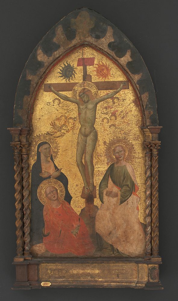 Christ on the cross with the Virgin Mary, Mary Magdalene and John by Maestro Francesco