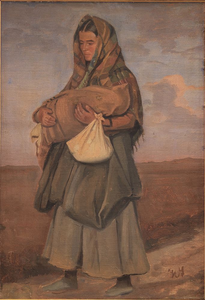 Tater woman with her child on the heath by Hans Smidth