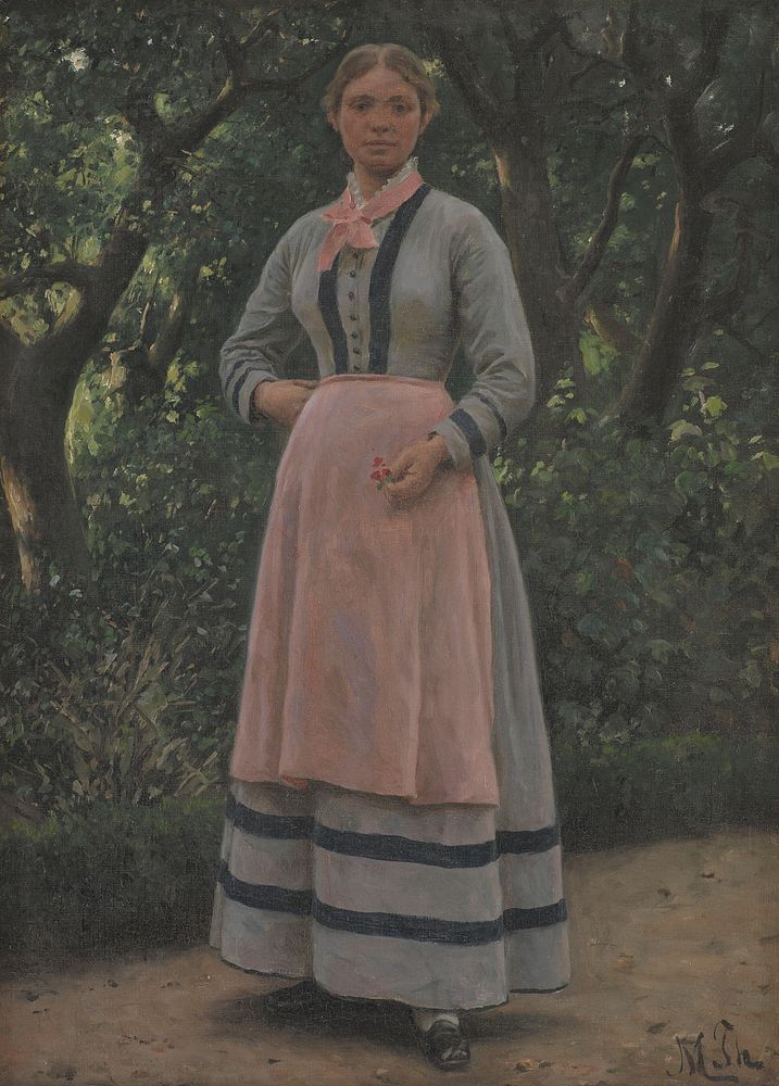 Young girl in a garden by Hans Michael Therkildsen