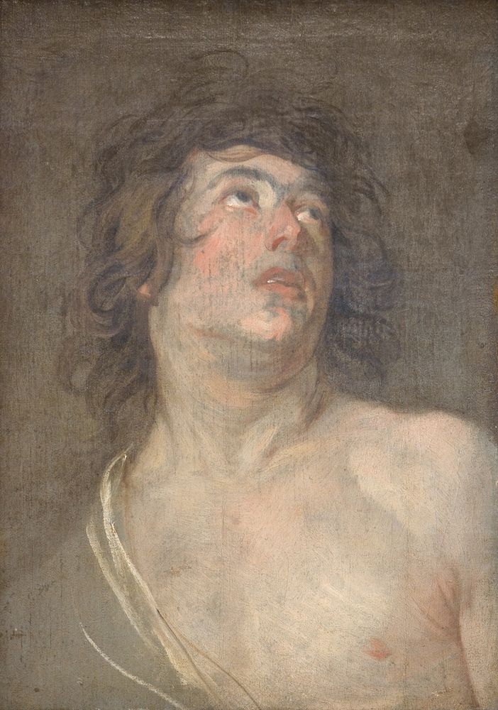 Studio head of a young man looking up. St.Sebastian by Anthony Van Dyck