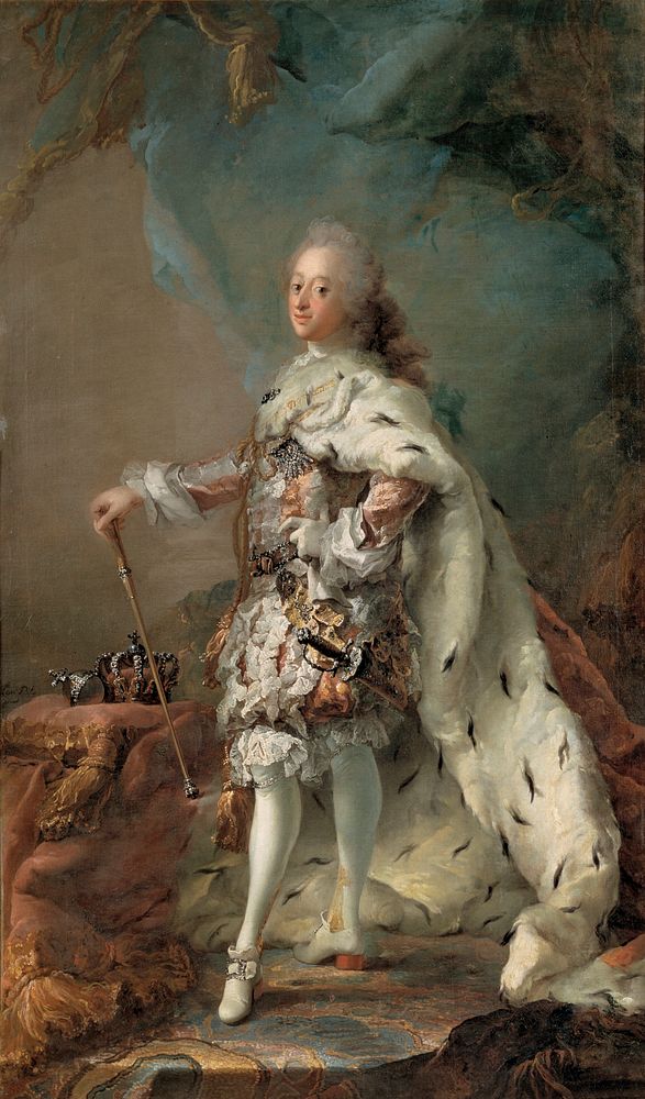 Portrait of Frederik V in anointing robes by C. G. Pilo