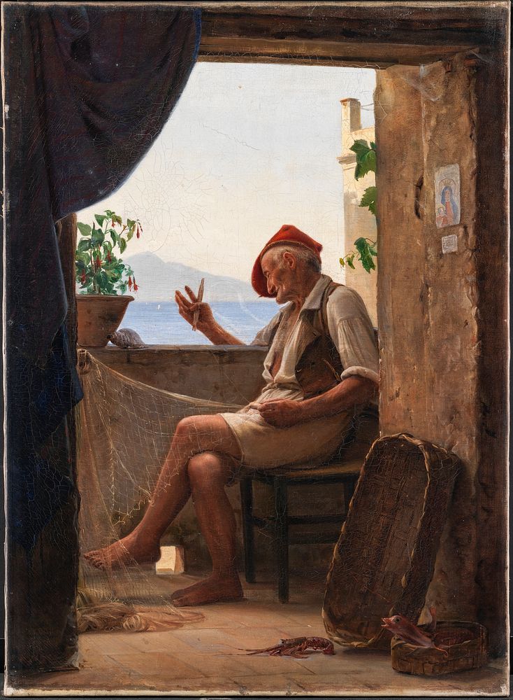 A fisherman on a loggia by Carl Bloch