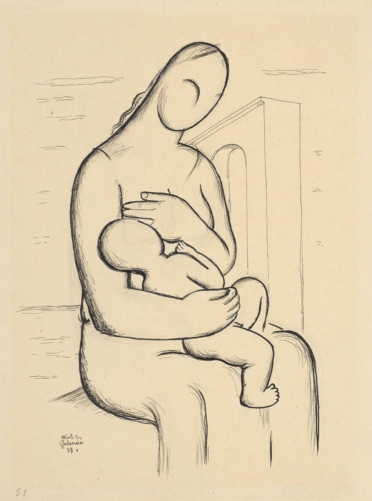 Breastfeeding mother with architecture in the background by Mikuláš Galanda