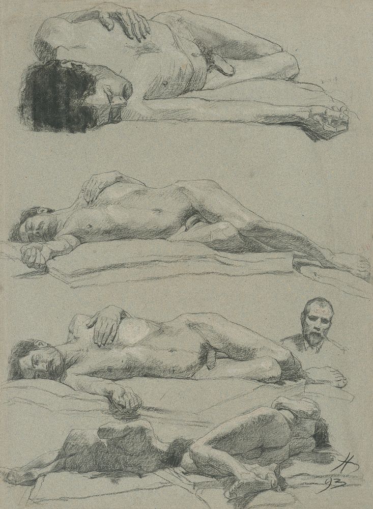 Study of male reclining nude