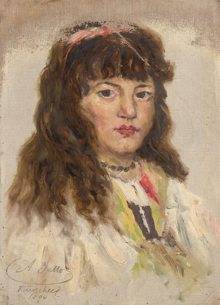 Head study of woman with long hair