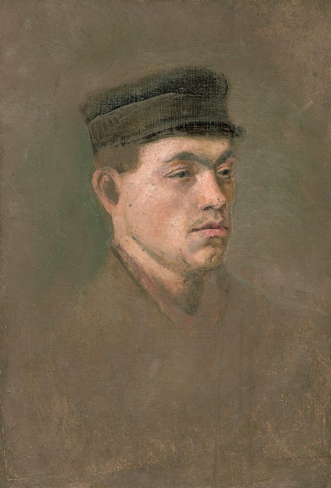 Head study of a craftsboy by Ladislav Mednyánszky