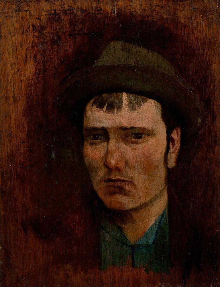 A young boy in a hat by Ladislav Mednyánszky
