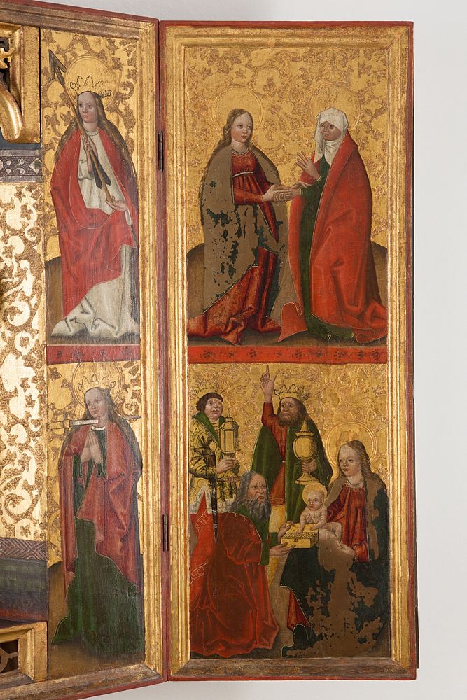 Visitation, adoration of the magi, saint damian (back)